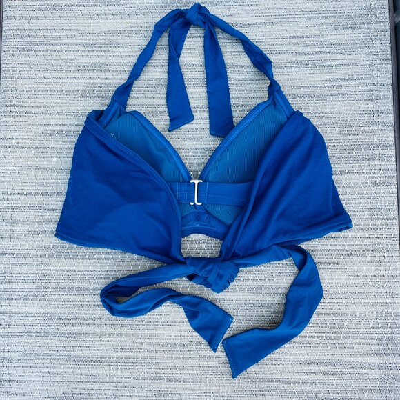 Athleta Swim Shirrendipity Halter Bikini Top Royal‎ Blue Size 32D/DD Wired - Picture 5 of 5